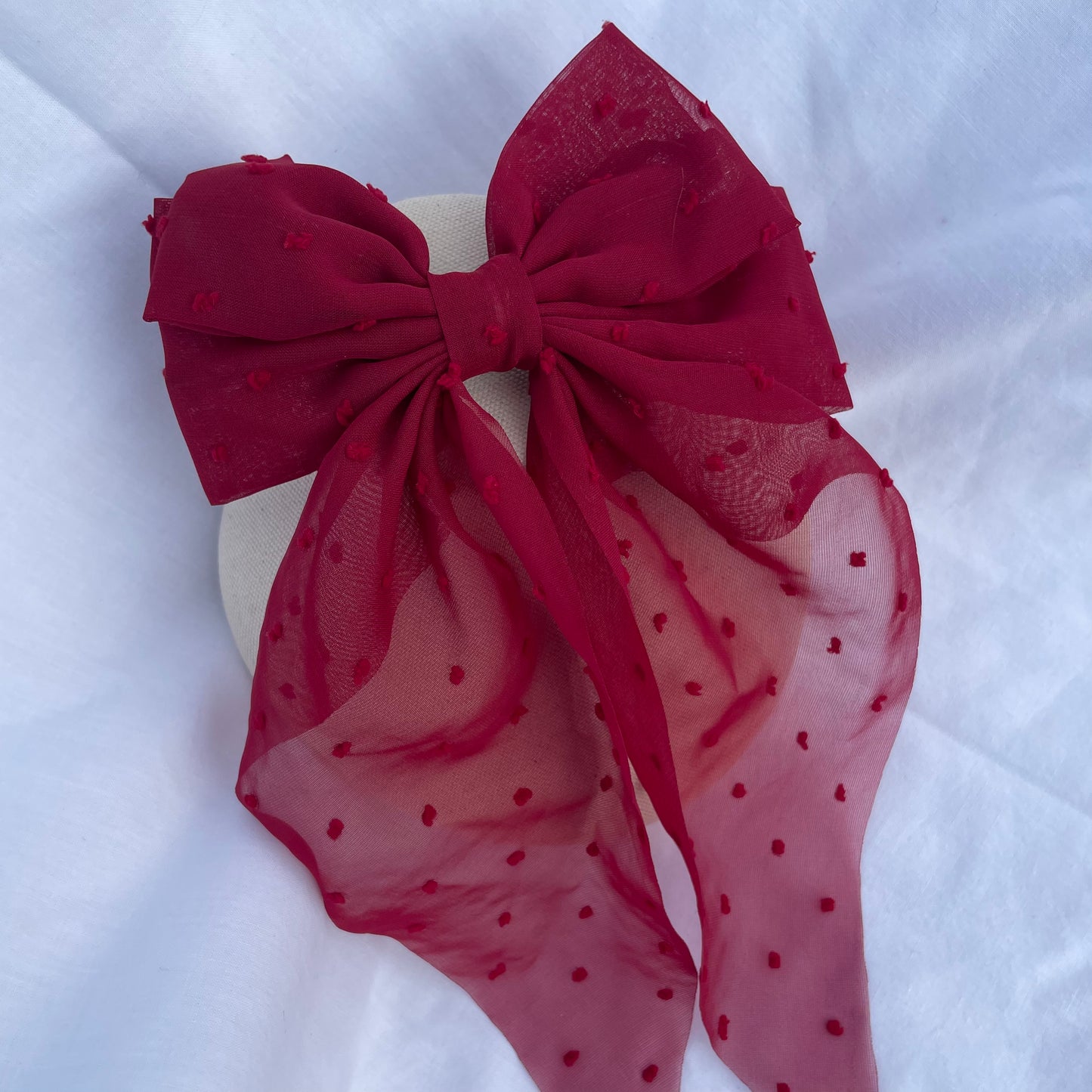 Holly Bow || Hair Clip Blush & Pink