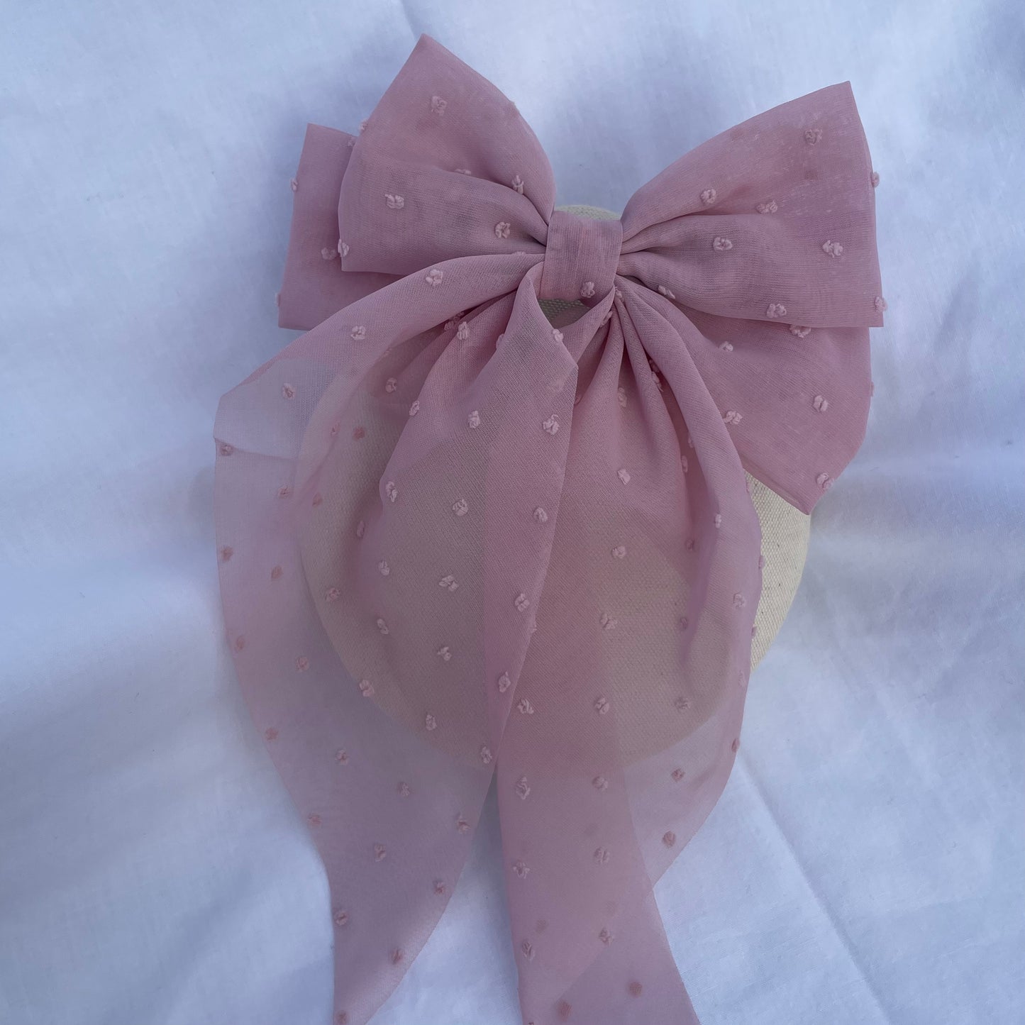 Holly Bow || Hair Clip Blush & Pink