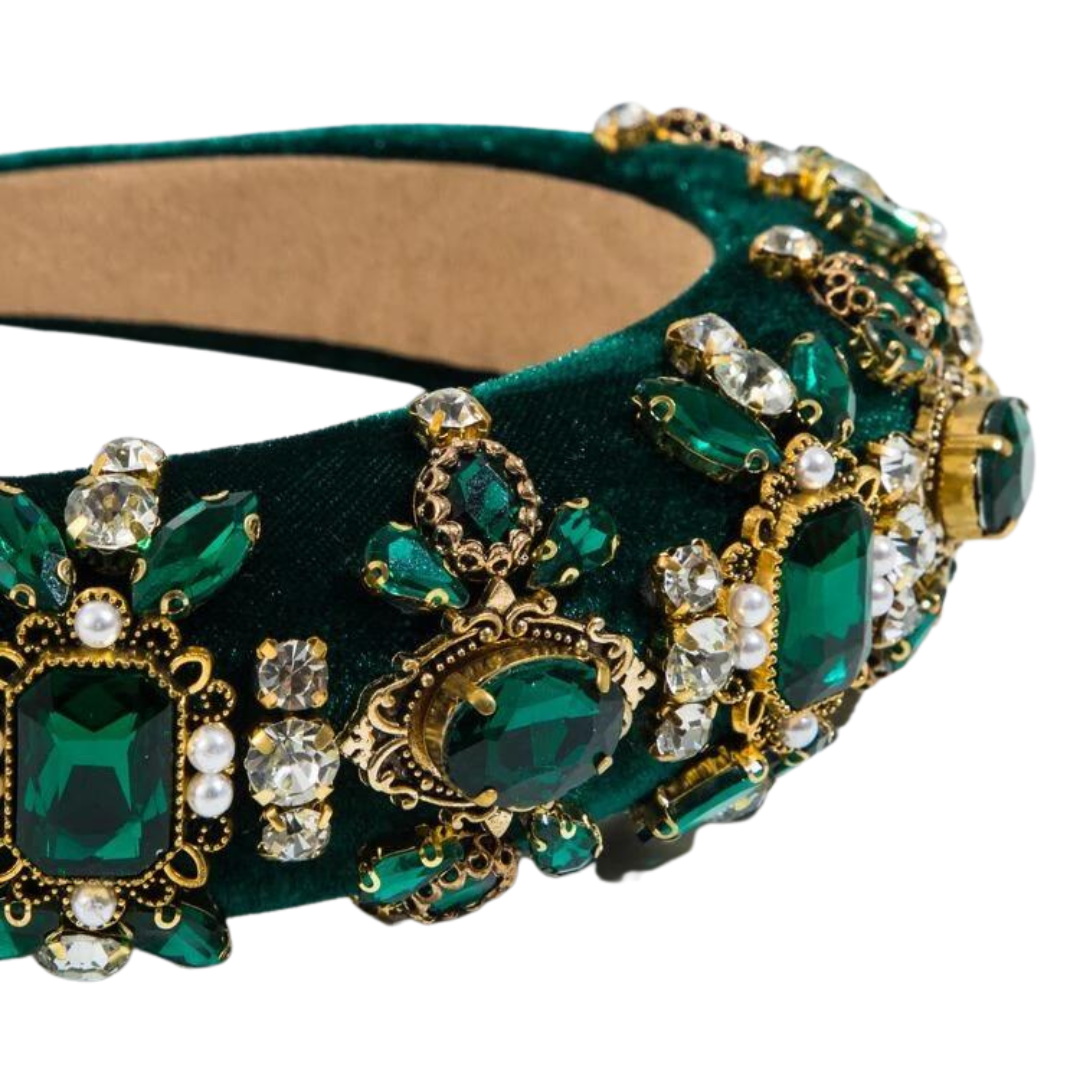 Helena || Green Velvet Headband