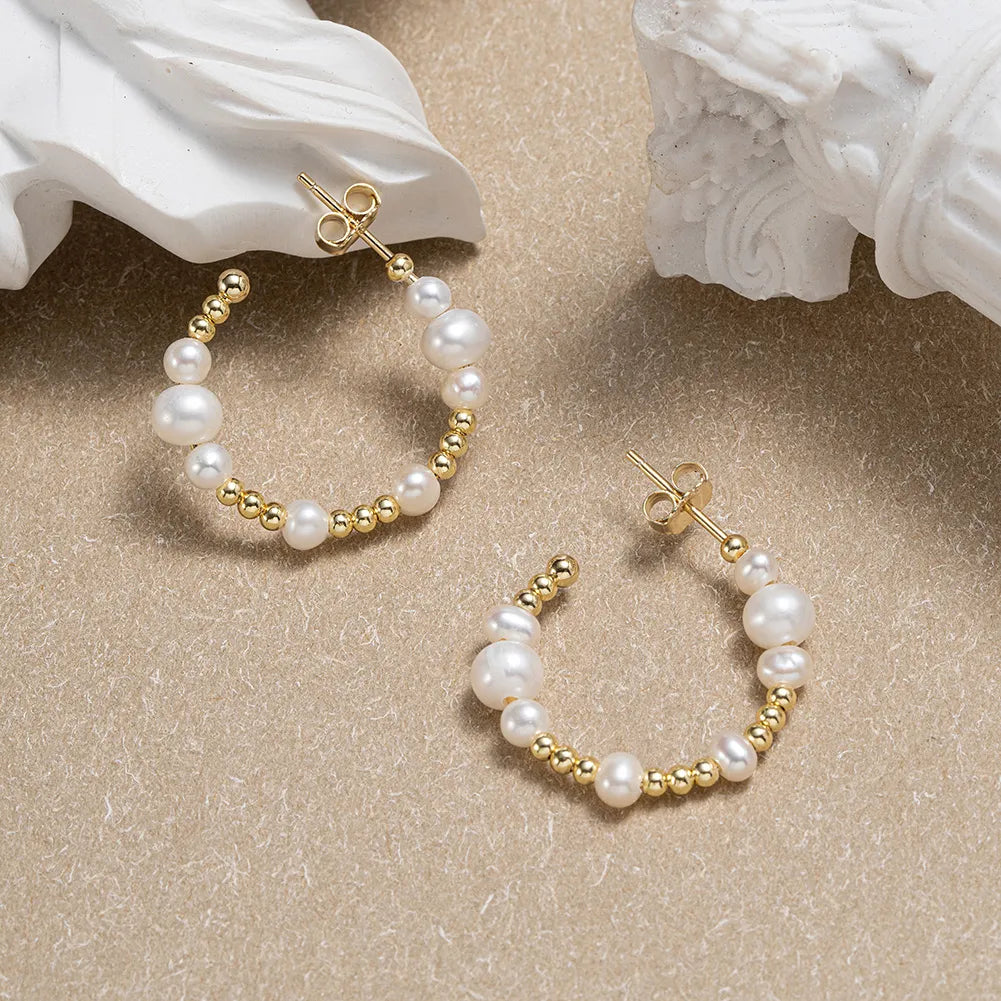 Betty Pearl Hoop Earrings