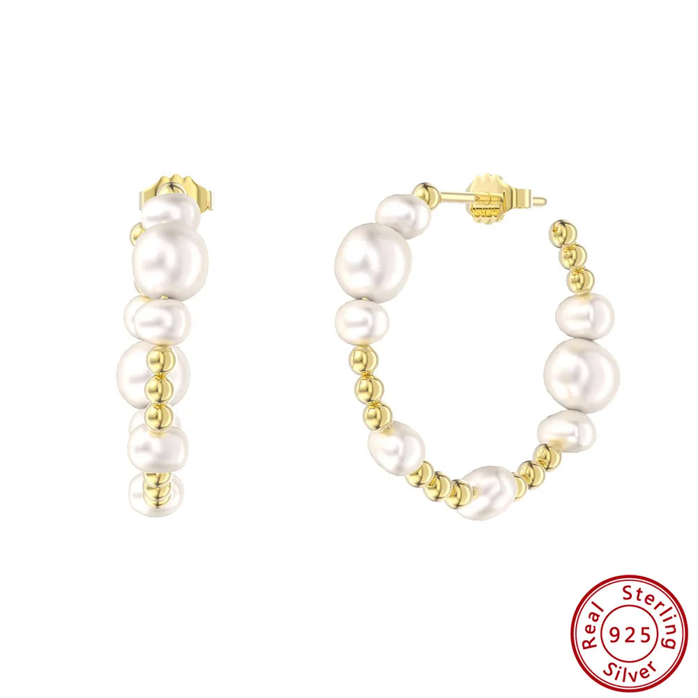 Betty Pearl Hoop Earrings