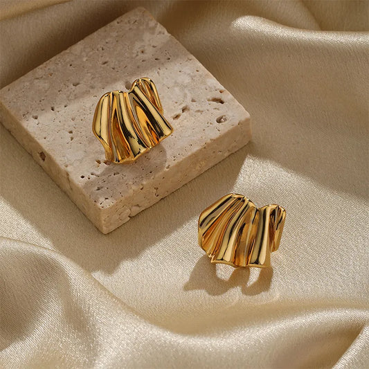 Wave Gold Stud Earrings