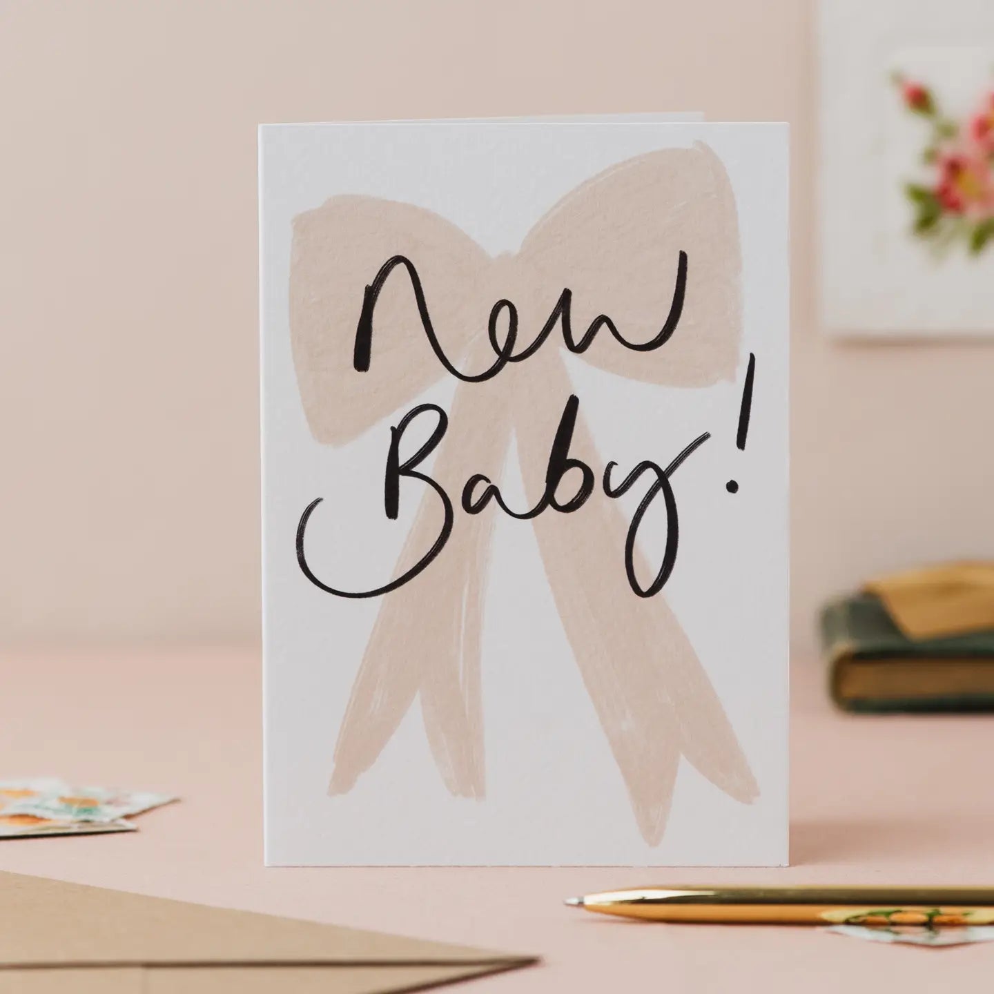 New Baby! - Bow Handwriting Baby Card