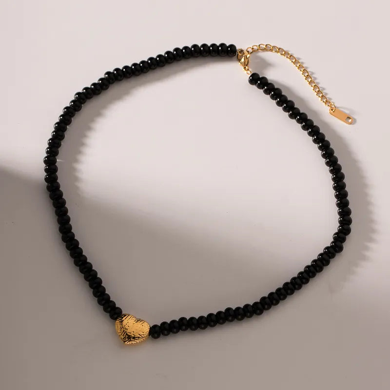 Black Heart Bead Necklace