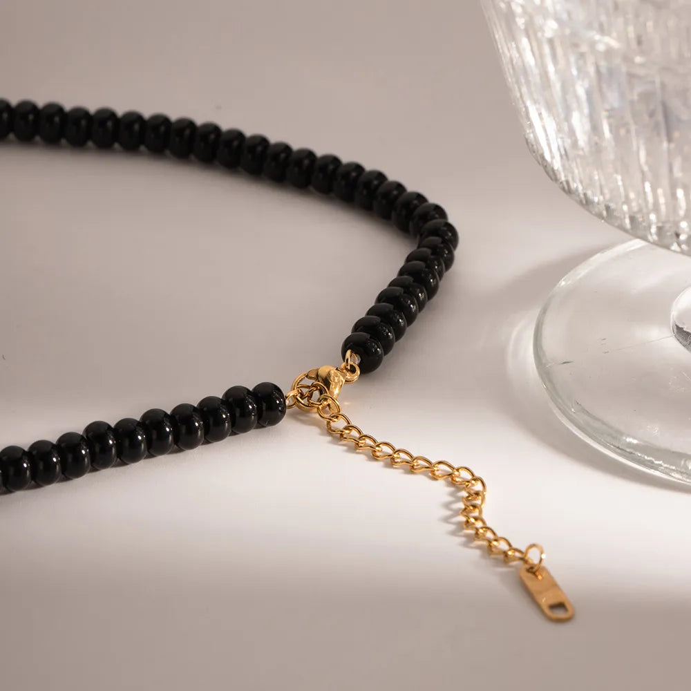 Black Heart Bead Necklace