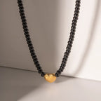 Black Heart Beaded Necklace