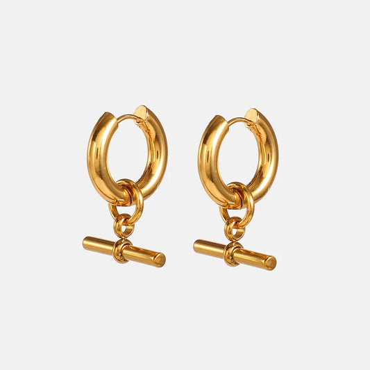 Gold T-Bar Hoop Earrings