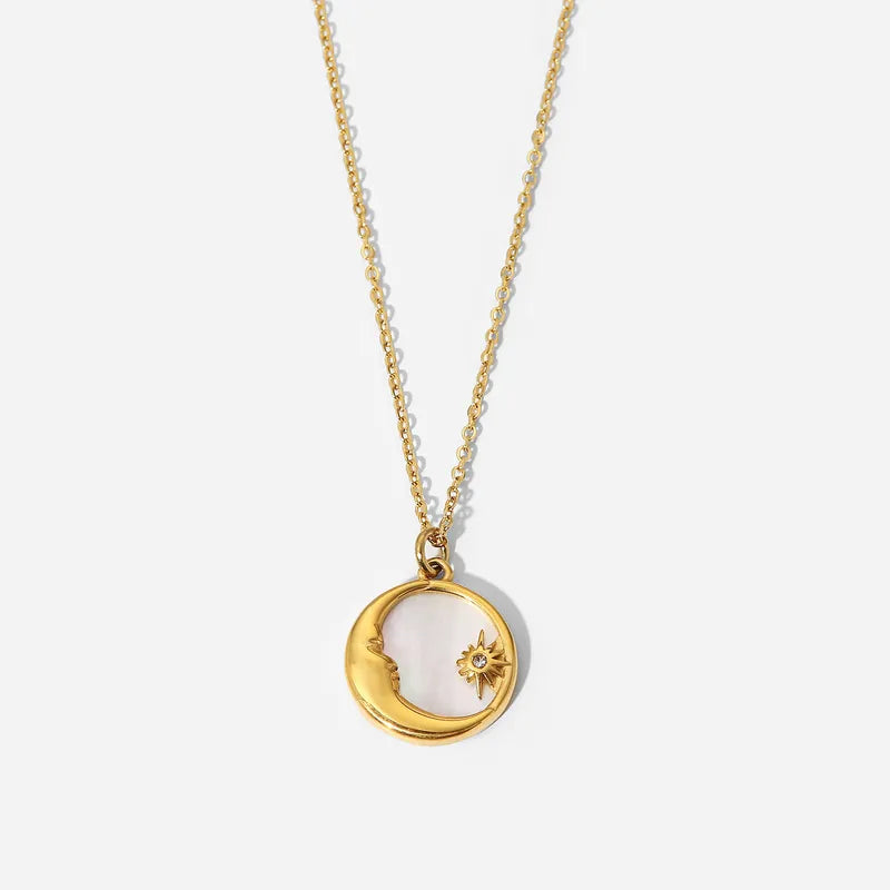 Moon & Star Gold Coin Necklace