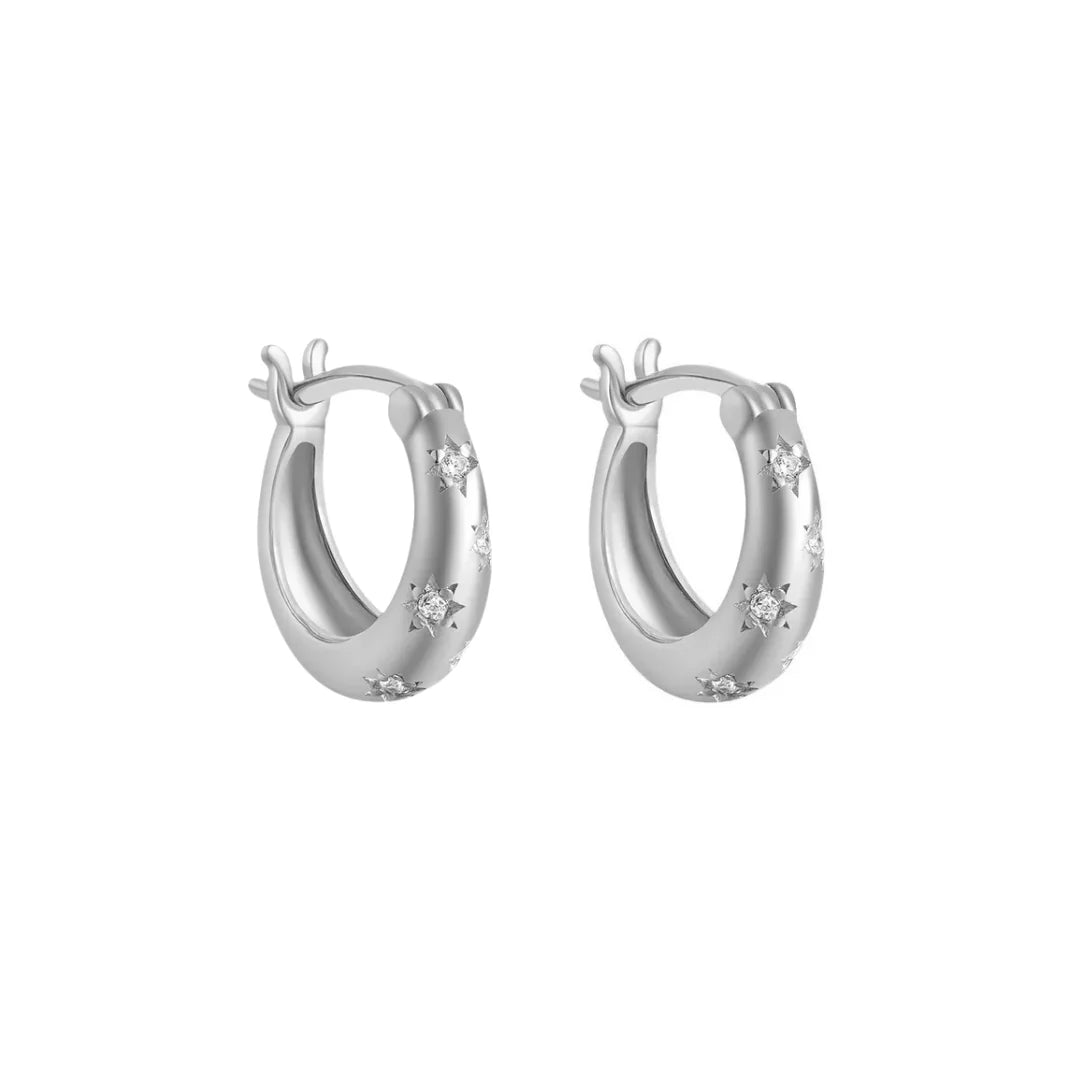 Starry Night Sterling Silver Huggies