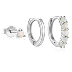 Opal Silver Huggie & Stud Earring Set