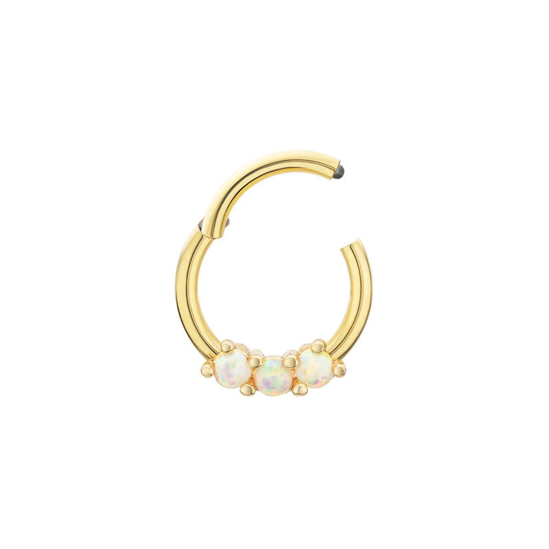 Gold Opal Cartilage Hoop || Sterling Silver