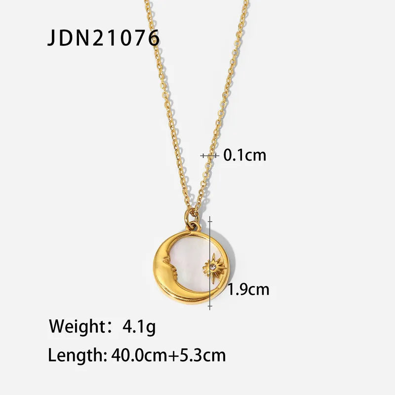 Moon & Star Gold Coin Necklace