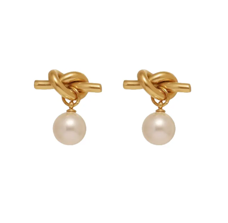 Pearl Knot Twist Earrings