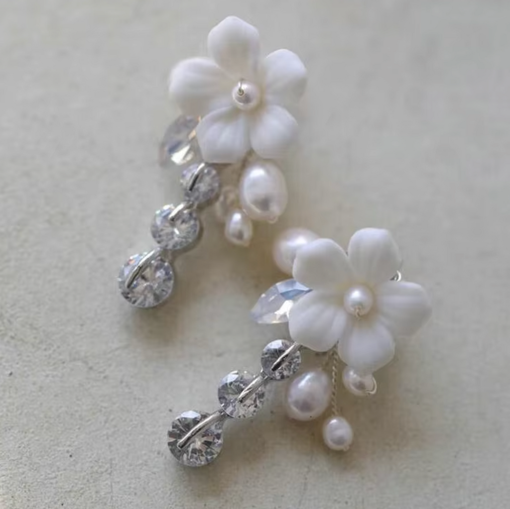 FIORE | CRYSTAL & CLAY FLORAL DROP EARRINGS