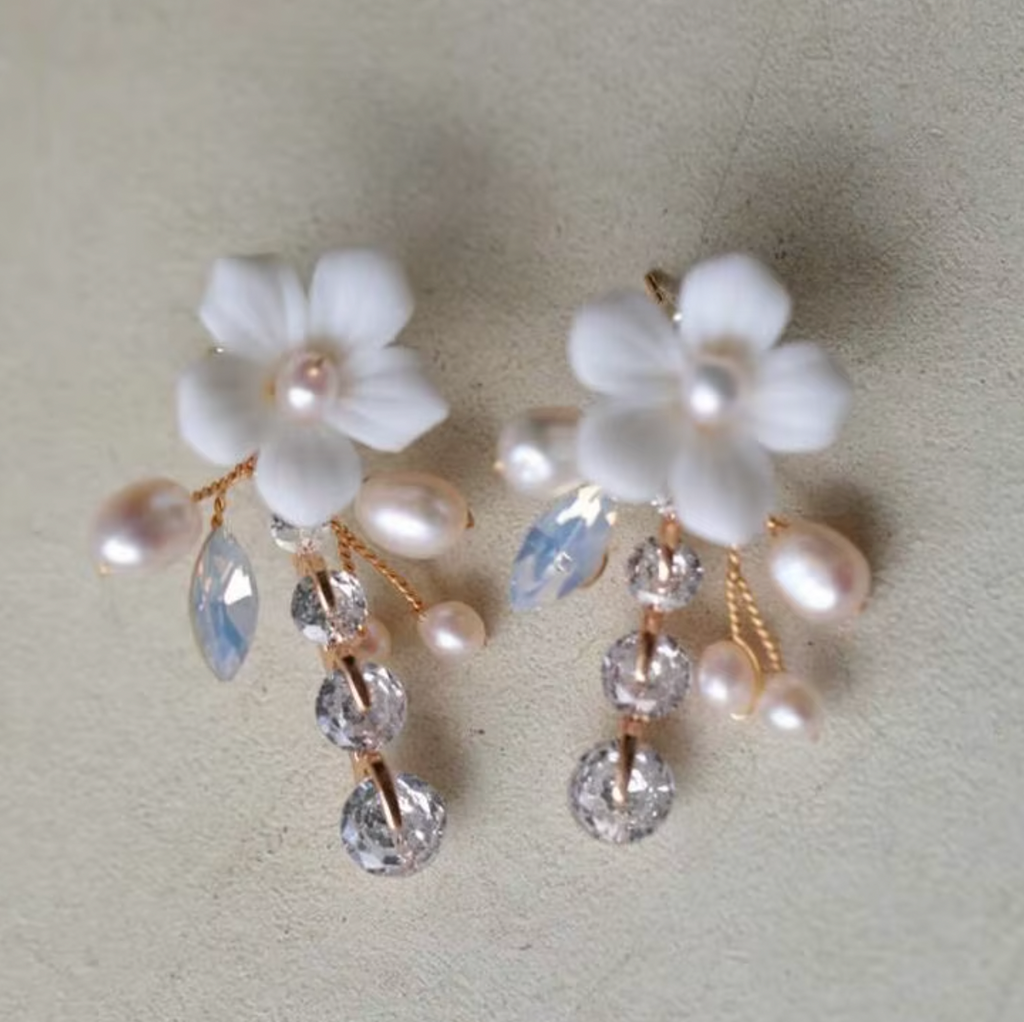 FIORE | CRYSTAL & CLAY FLORAL DROP EARRINGS