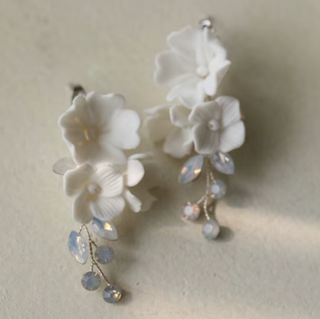 FIORE | FIVE STEM FLORAL & OPAL EARRINGS