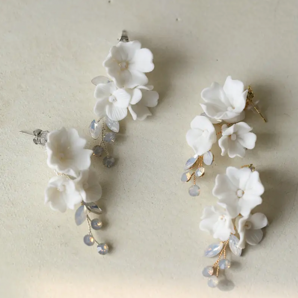 FIORE | FIVE STEM FLORAL & OPAL EARRINGS