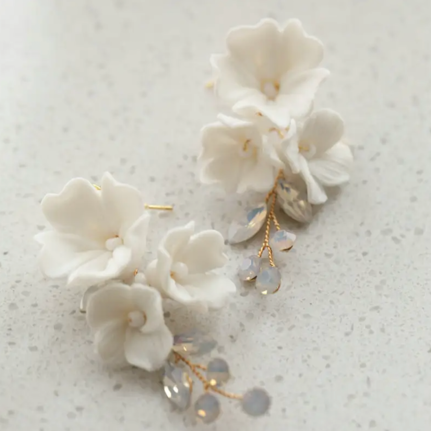 FIORE | FIVE STEM FLORAL & OPAL EARRINGS