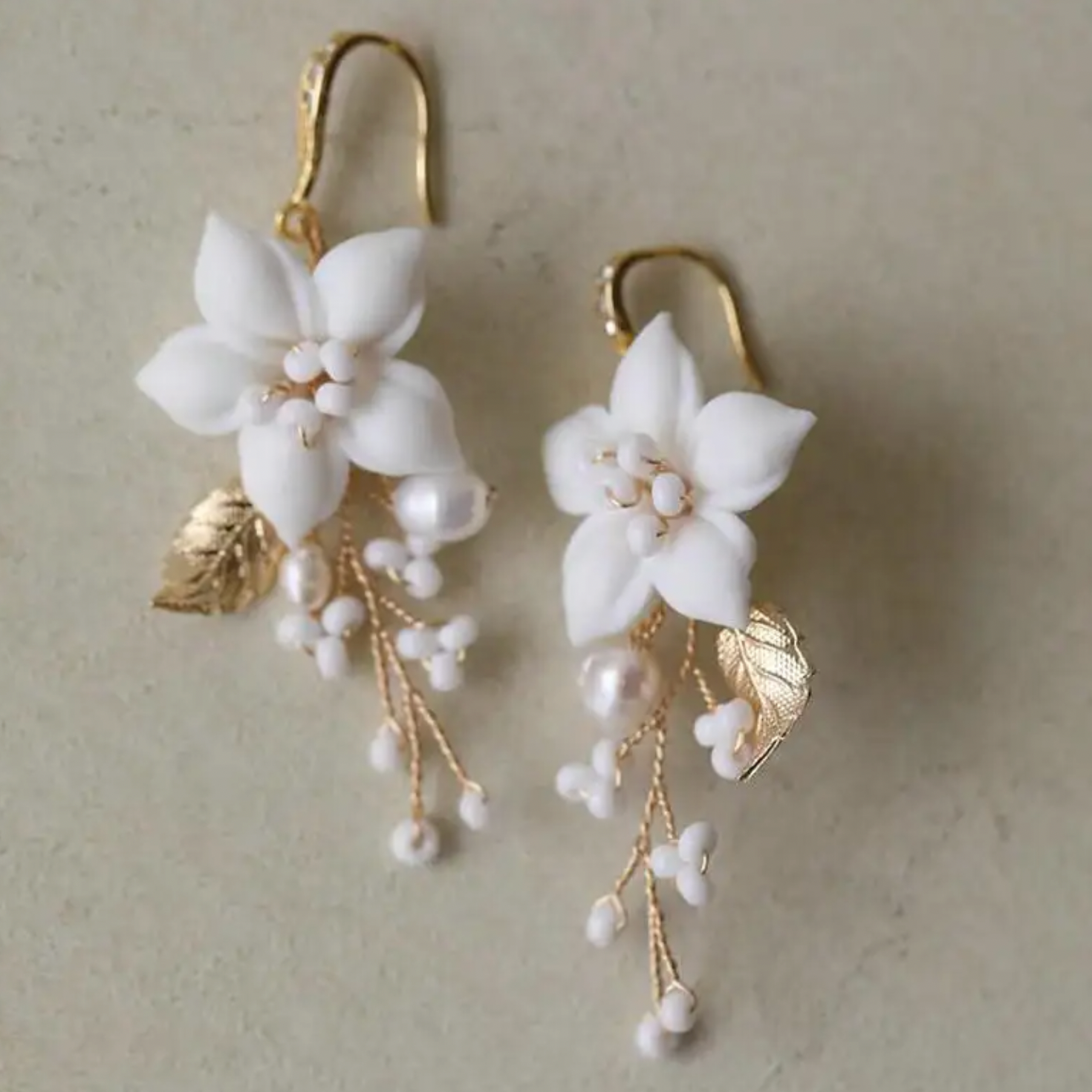 FIORE | FLORAL & LEAF HOOK EARRINGS