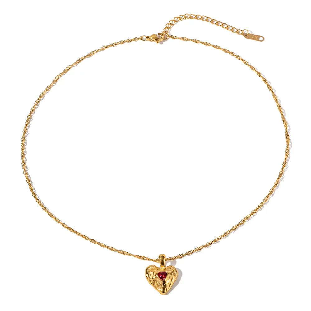 Amore Garnet Heart Necklace