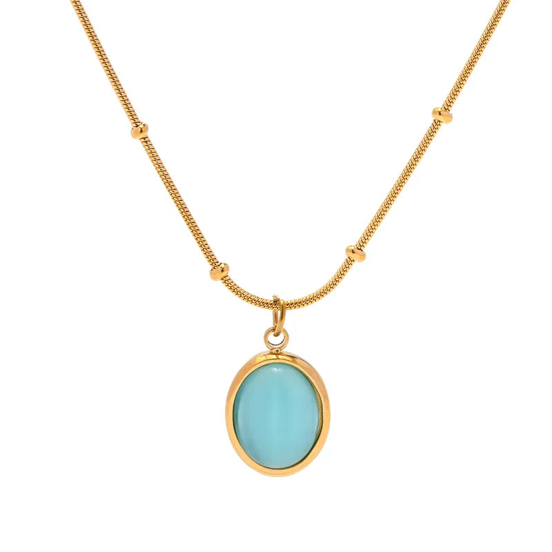 Blue Opal Pendant Necklace