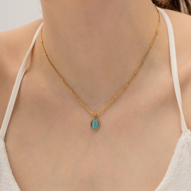 Blue Opal Pendant Necklace