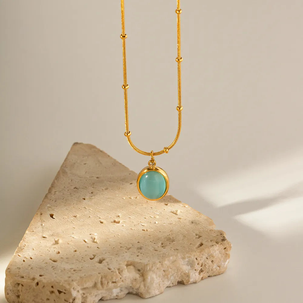 Blue Opal Pendant Necklace