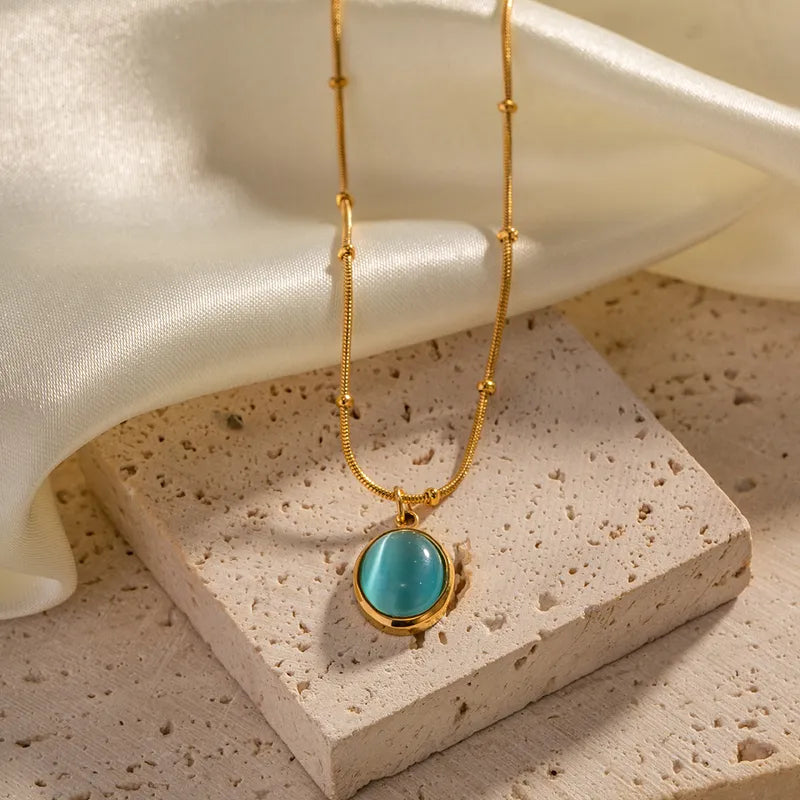 Blue Opal Pendant Necklace