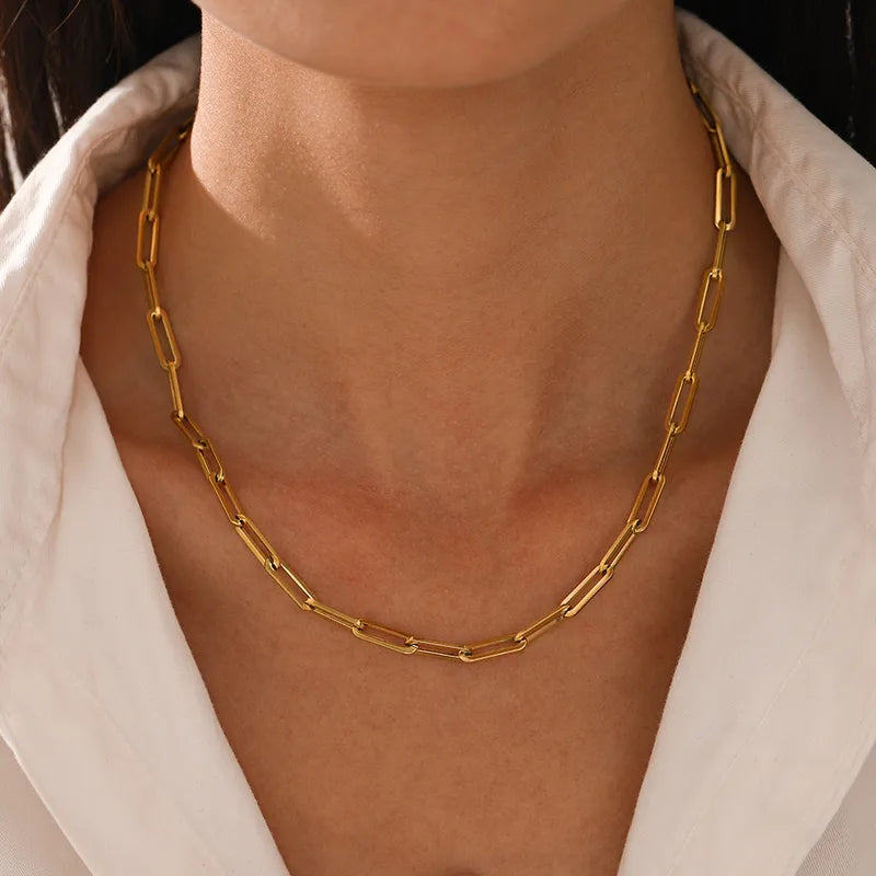 Paper Clip Charm Necklace - 50cm