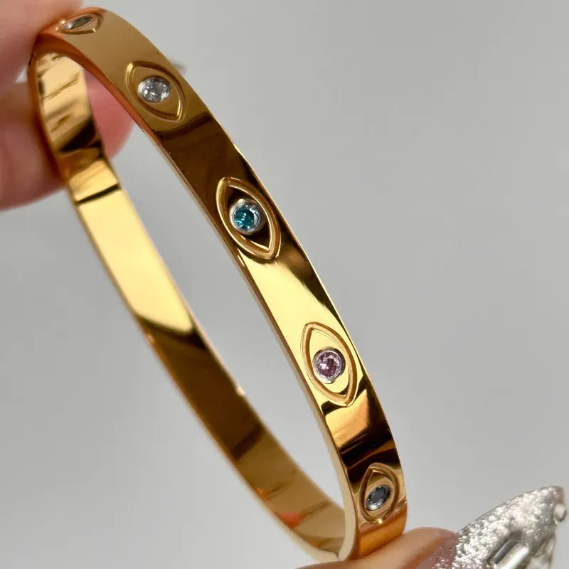 Azul || Gold Evil Eye Bangle