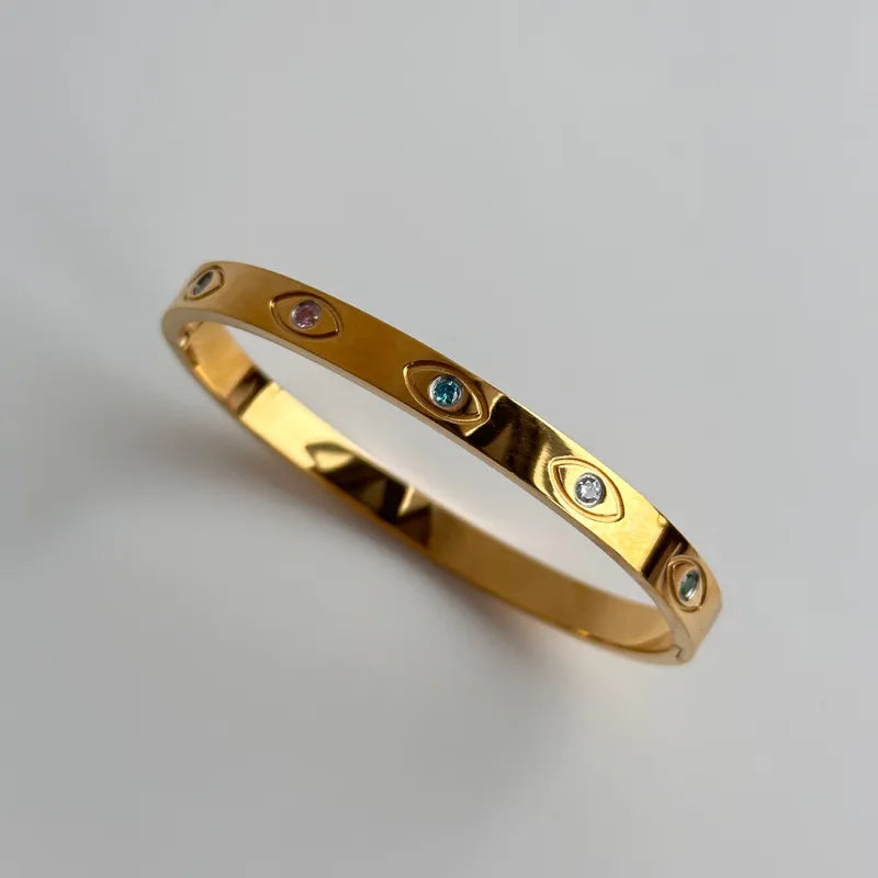 Azul || Gold Evil Eye Bangle